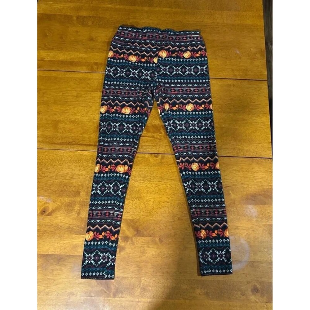 Celebrate Halloween Pumpkin Fair Isle Leggings S 4/6